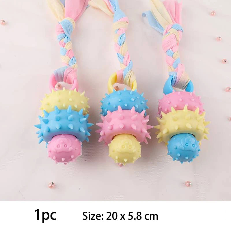 TPR Knot Dog Chew Toy – Teeth Cleaning & Interactive Toy for Small Dogs