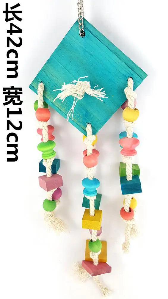 Color Wood Rope Bird Cage Accessory