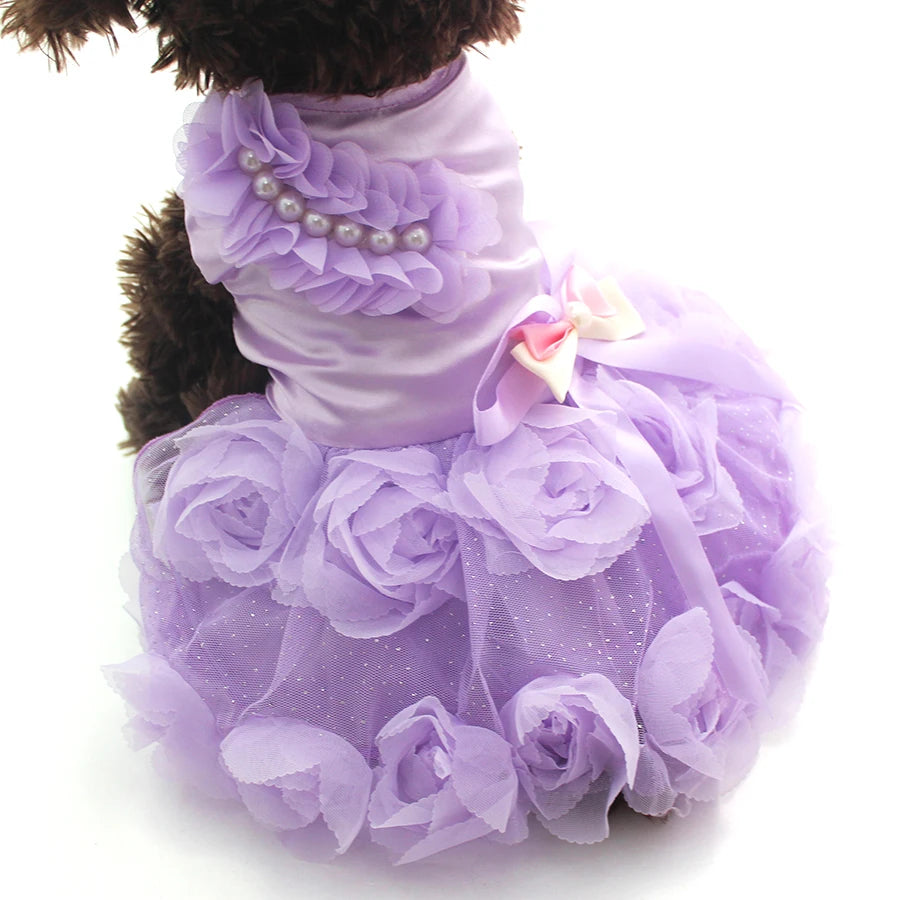 Pet Princess Wedding Dress, Tutu Rosette & Bow Outfit for Dogs & Cats