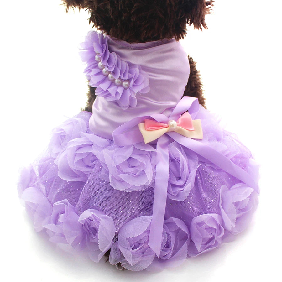 Pet Princess Wedding Dress, Tutu Rosette & Bow Outfit for Dogs & Cats
