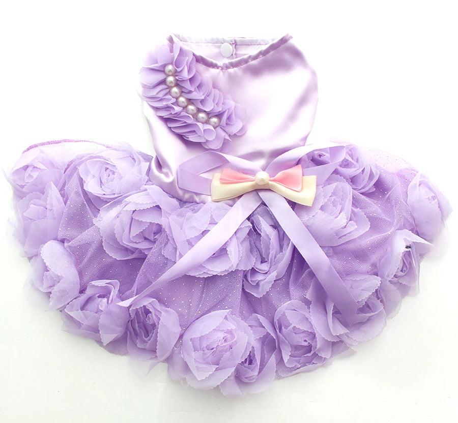 Pet Princess Wedding Dress, Tutu Rosette & Bow Outfit for Dogs & Cats
