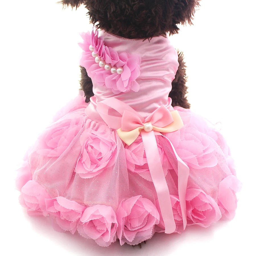 Pet Princess Wedding Dress, Tutu Rosette & Bow Outfit for Dogs & Cats