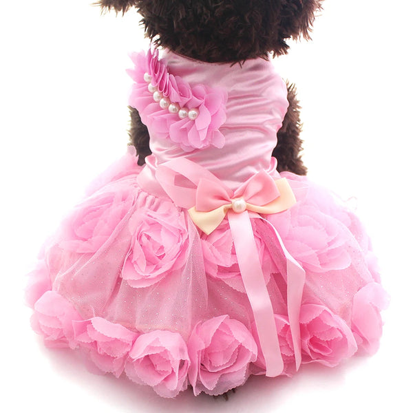 Pet Princess Wedding Dress, Tutu Rosette & Bow Outfit for Dogs & Cats
