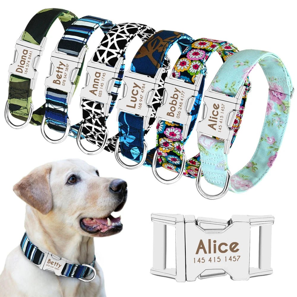 Personalized Nylon Dog Collar with Free Engraved ID Tag