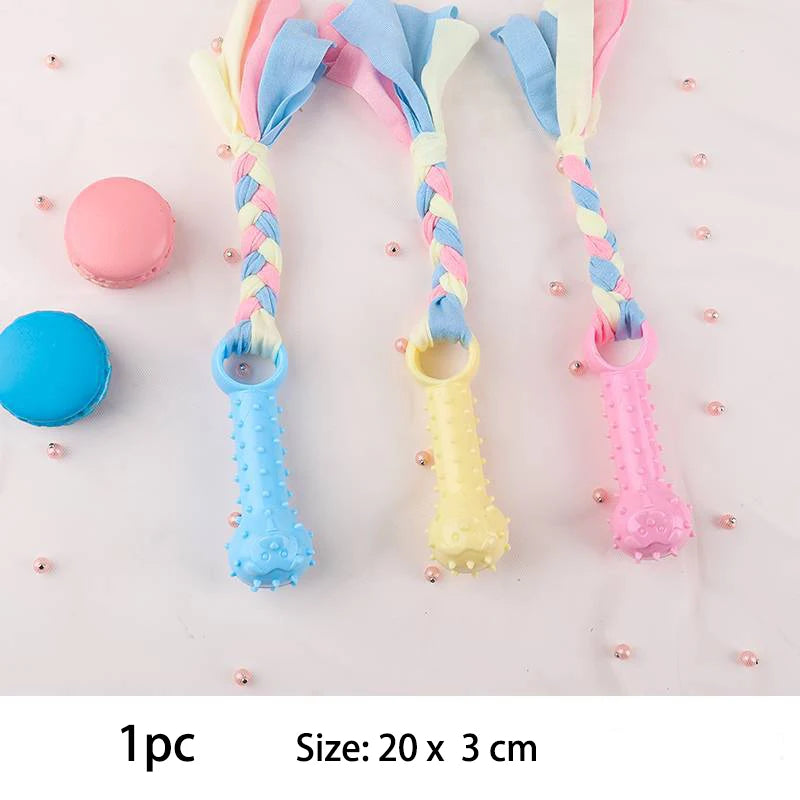 TPR Knot Dog Chew Toy – Teeth Cleaning & Interactive Toy for Small Dogs