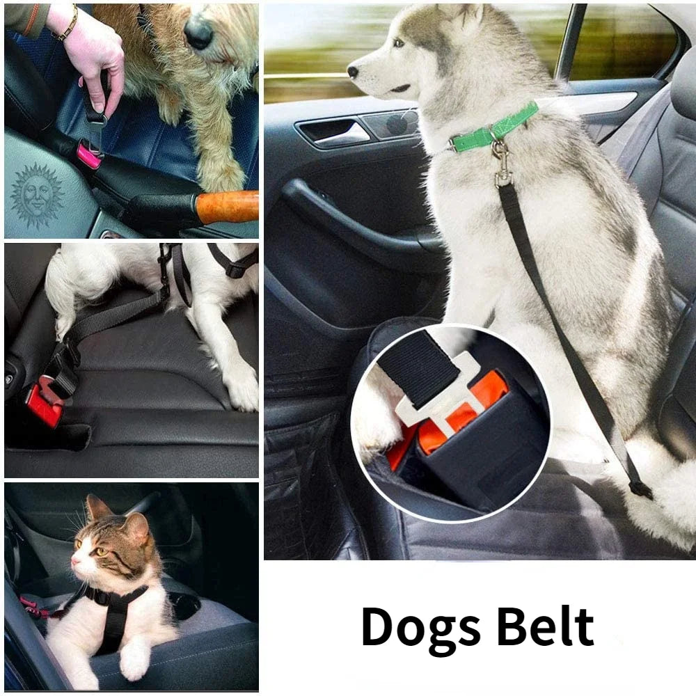 Adjustable Pet Car Seat Belt, Safety Harness Lead Clip for Dogs & Cats