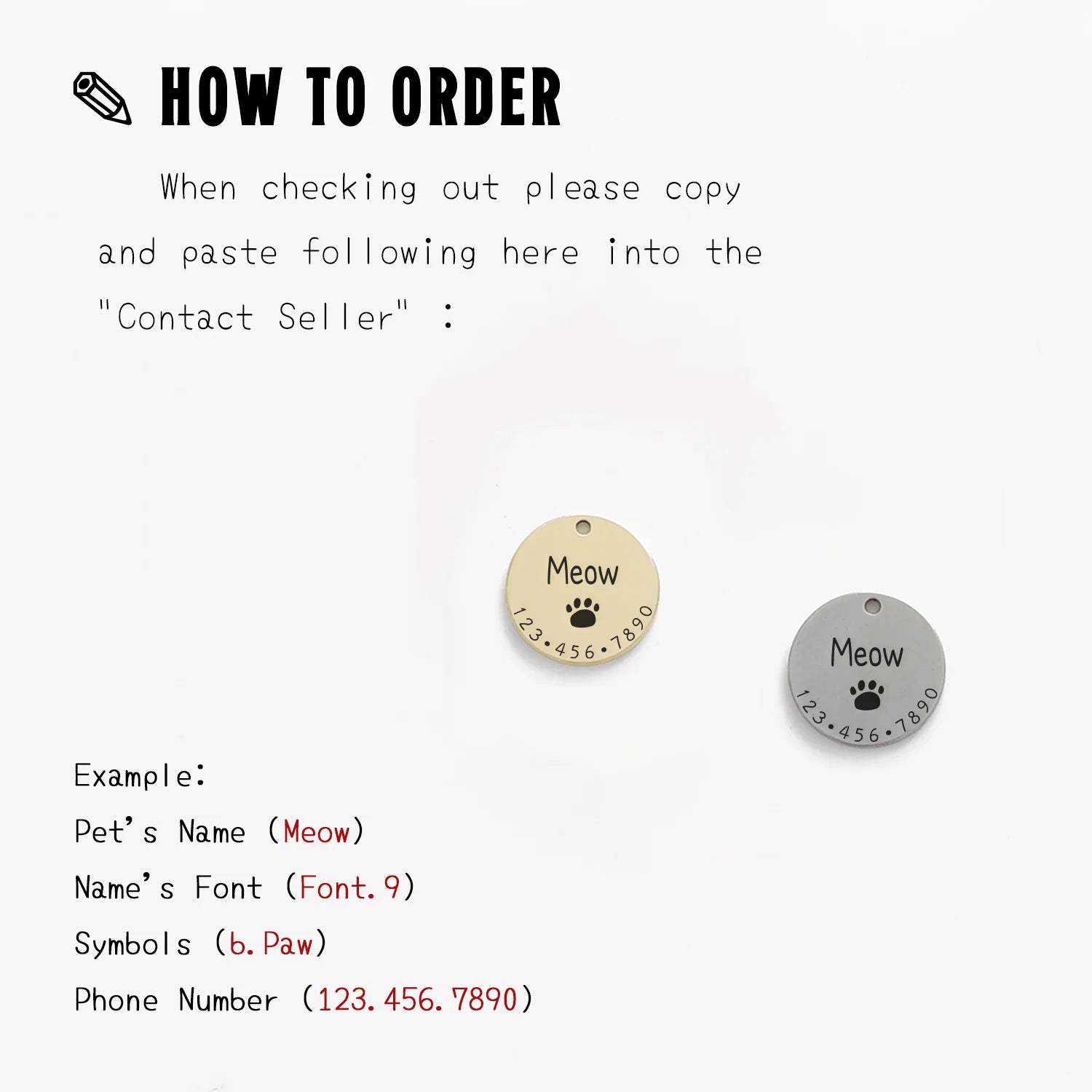 Personalized Pet ID Tag for Dogs & Cats, Custom Engraved Name Charm Collar Accessory