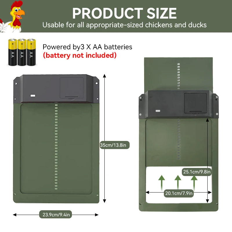 Automatic Battery-Powered Chicken Coop Door with Light Sensor