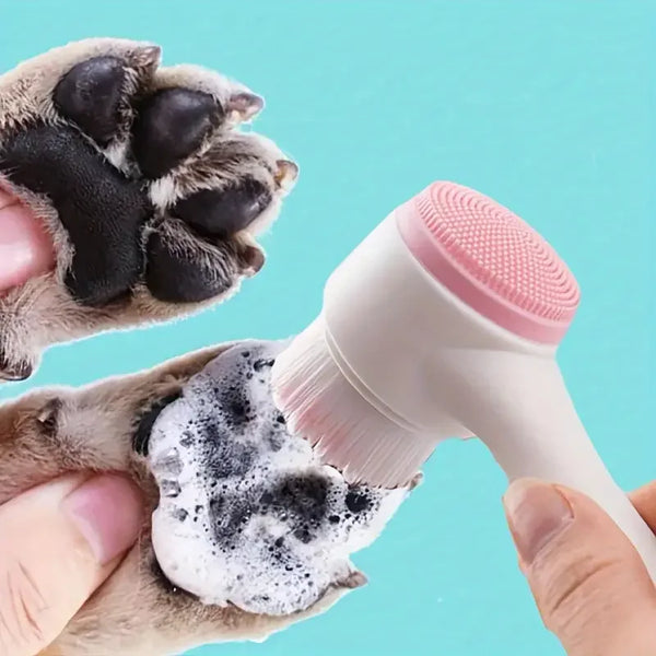 Silicone Pet Paw Cleaner & Massage Brush, Dual-Sided Grooming Tool for Dogs