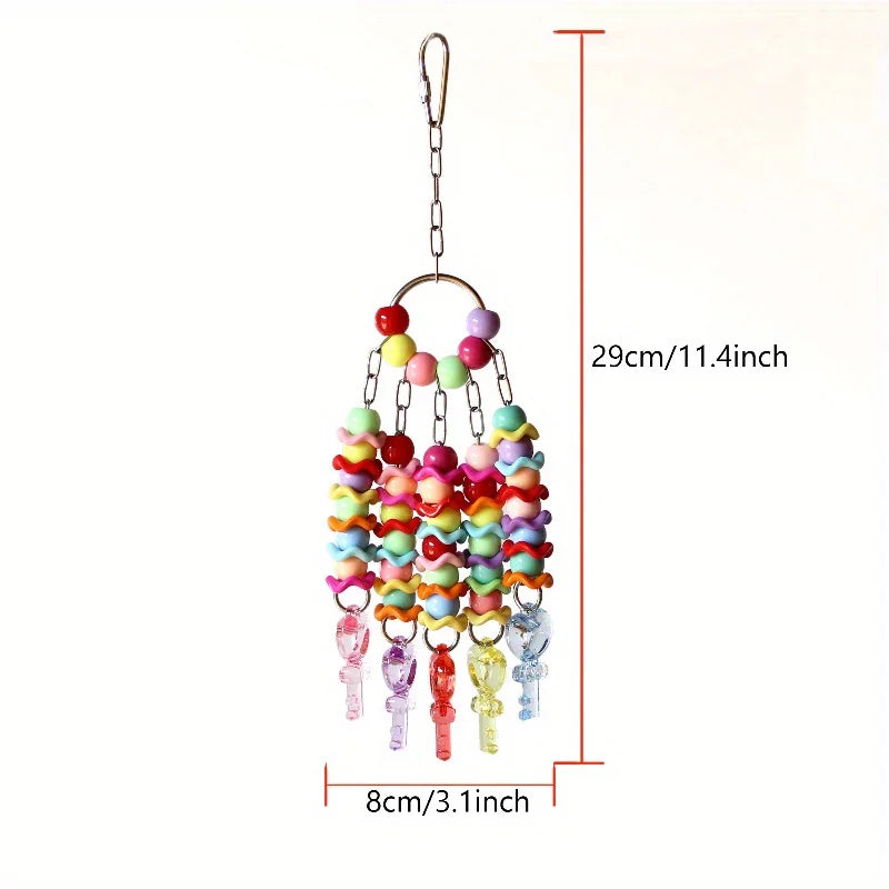 Acrylic Bird Toy with Bells & Colorful Strings