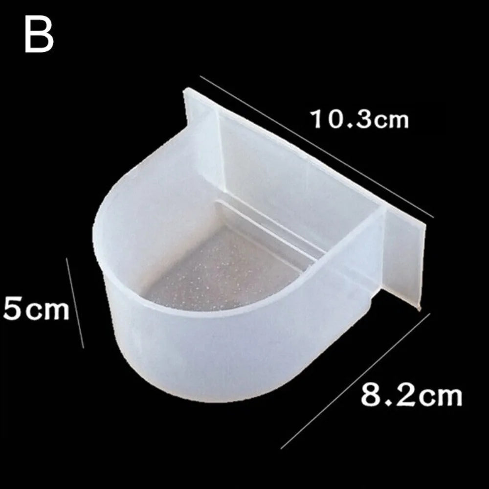Bird Cage Feeding Bowl, Half-Round Food & Water Trough for Parrots and Small Birds