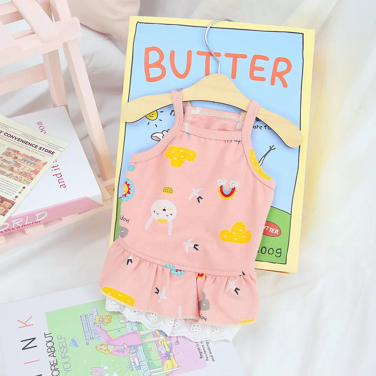 Summer Dog Dress, Lightweight Princess Sling Skirt for Small Dogs & Cats