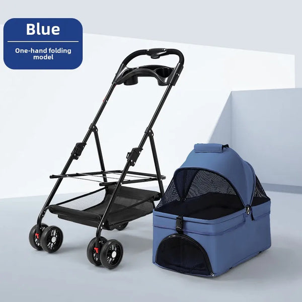 3-in-1 Folding Pet Stroller with Detachable Carrier & Easy-Lock Canopy for Small & Medium Dogs, Cats (30lbs)