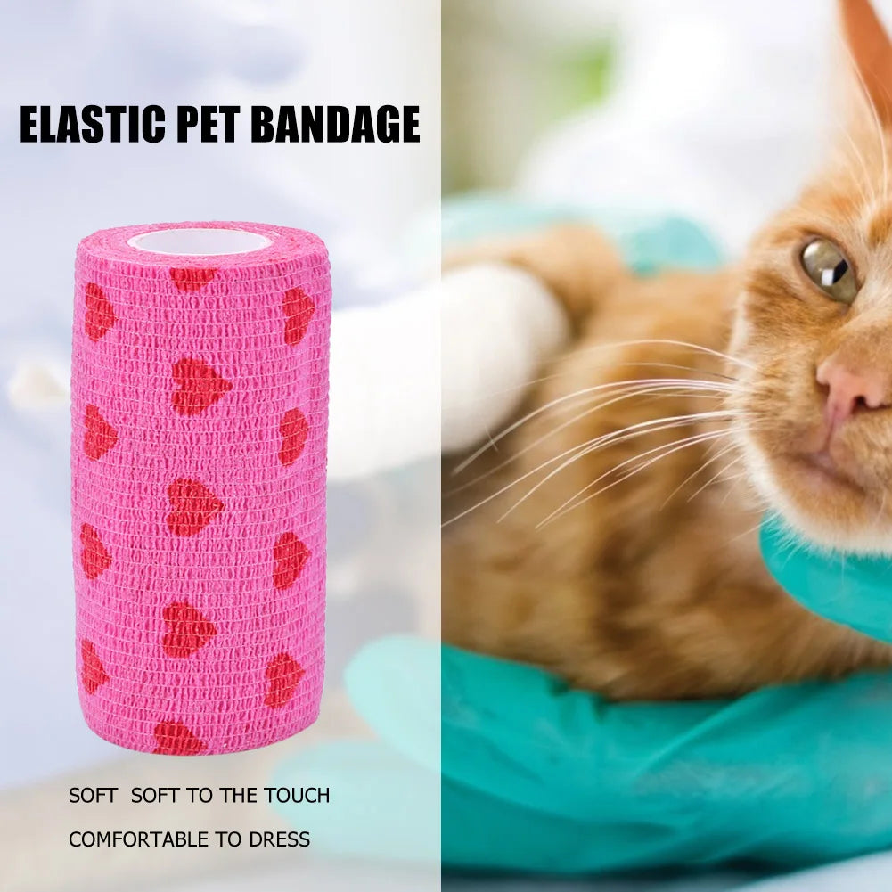 Pet Self-Adherent Elastic Bandage — Breathable, Non-Woven Wrap for Dogs & Cats