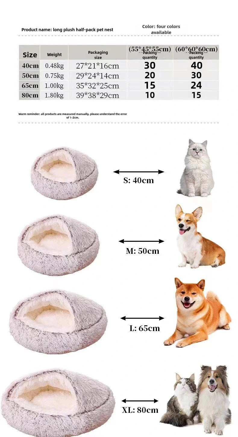 Soft Plush Semi-Enclosed Pet Bed