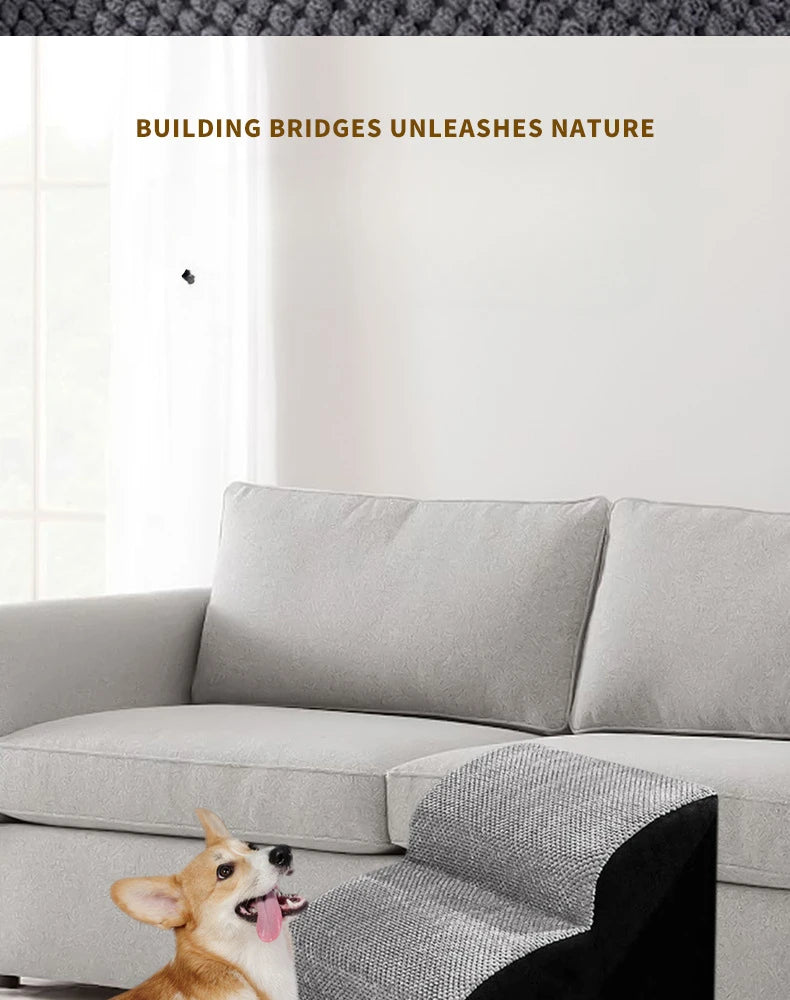 Non-Slip Ramp for Dogs & Cats - 2/3 Step Washable Memory Foam Pet Stairs