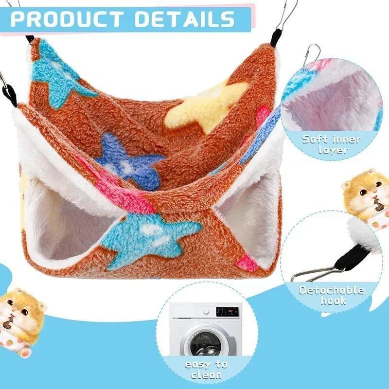 Double-Layer Fleece Hanging Hammock for Guinea Pigs & Small Pets