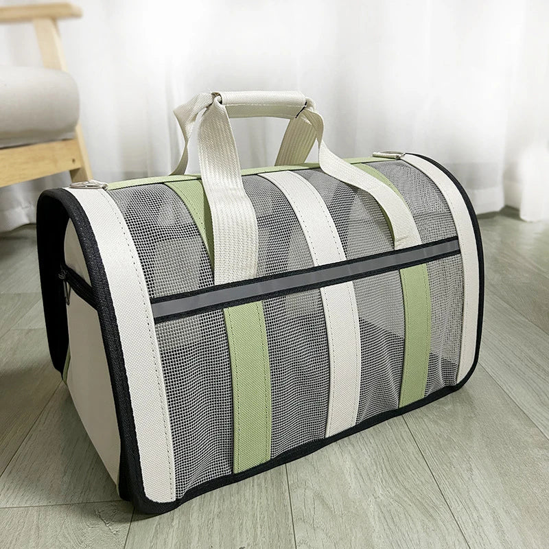 Foldable Portable Pet Carrying Handbag, Mesh Travel Cage for Small & Medium Dogs and Cats