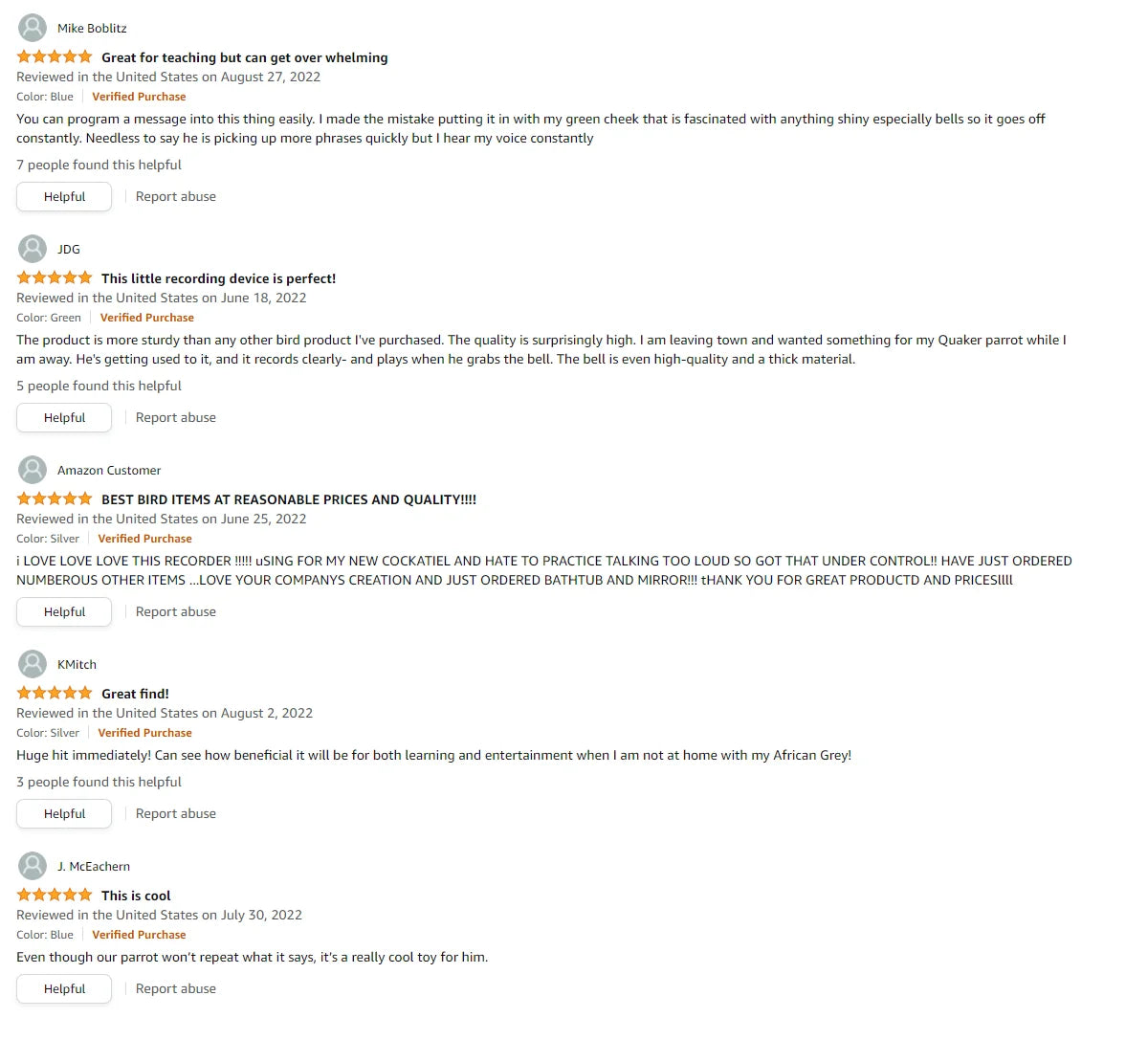 Interactive Talking Training Toy for Parrots — Voice Recording & Playback