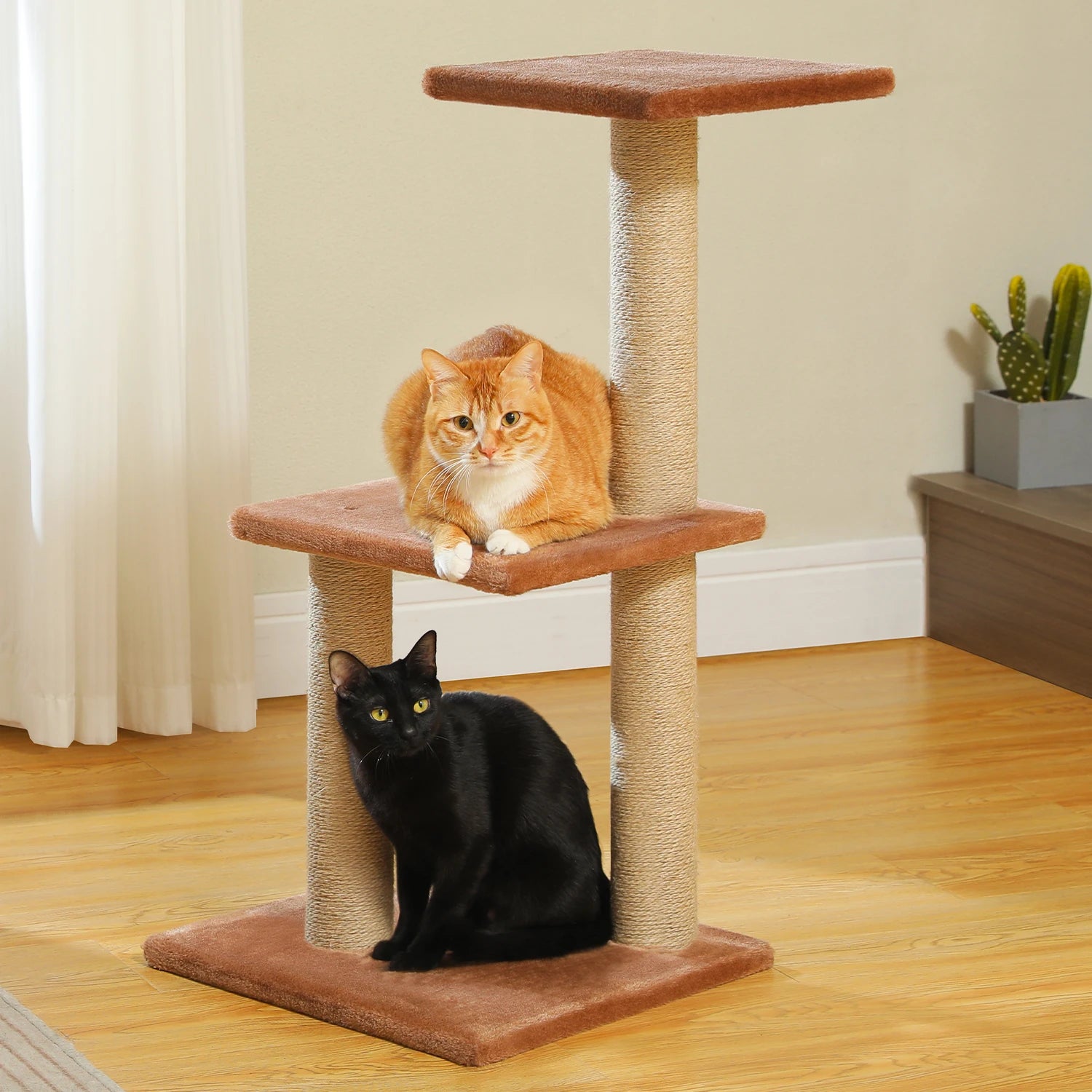 Cat Tree Tower with Scratching Posts, Hammock & Removable Top Perch