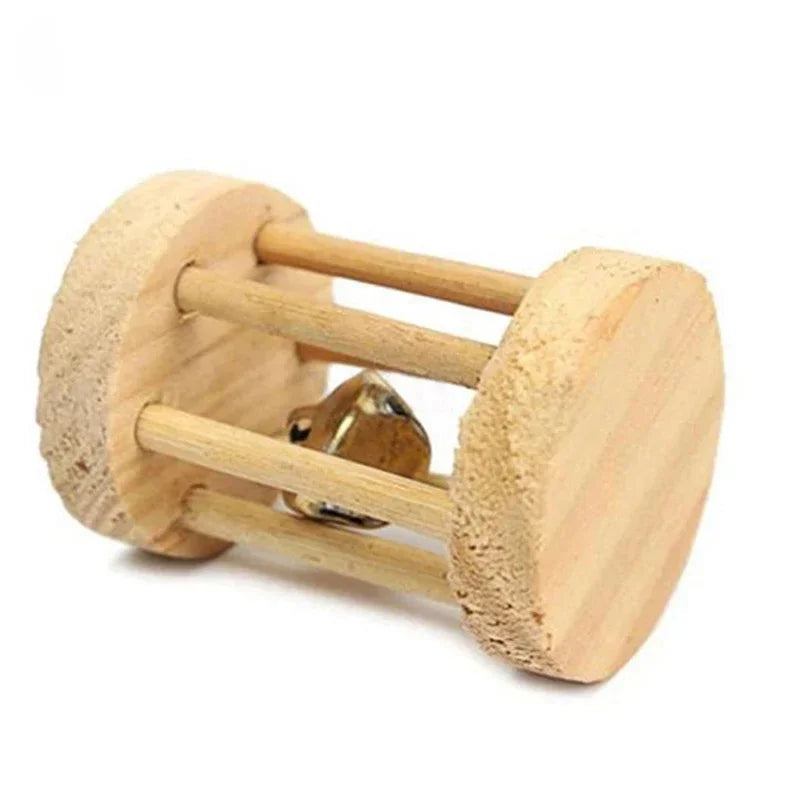 Natural Wooden Rabbit Roller & Chew Toys for Small Pets