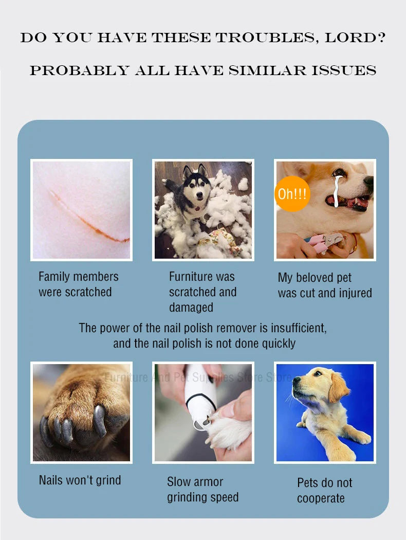 Rechargeable Electric Pet Nail Grinder with LED Light, Quiet Nail Clippers for Dogs & Cats