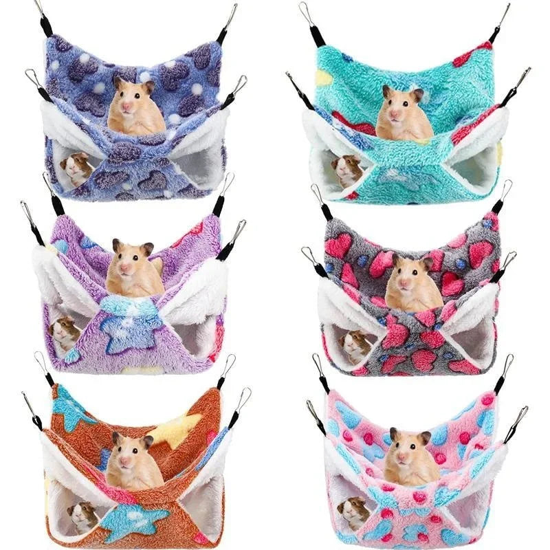 Double-Layer Fleece Hanging Hammock for Guinea Pigs & Small Pets