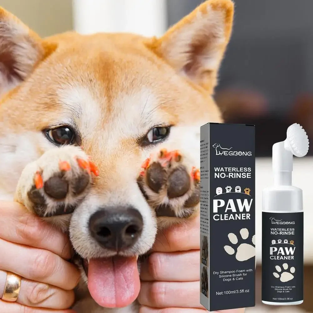 Pet Paw Cleaner Foam – Waterless Dog & Cat Paw Shampoo with Brush