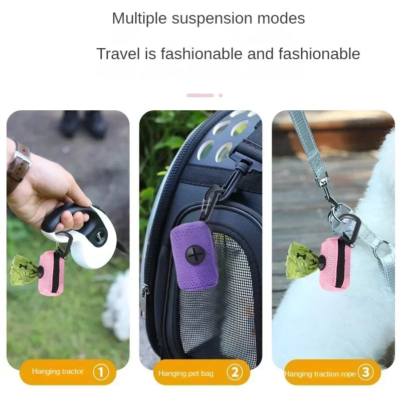 Hanging Dog Poop Bag Dispenser, Portable Waste Bag Holder for Dog Walks