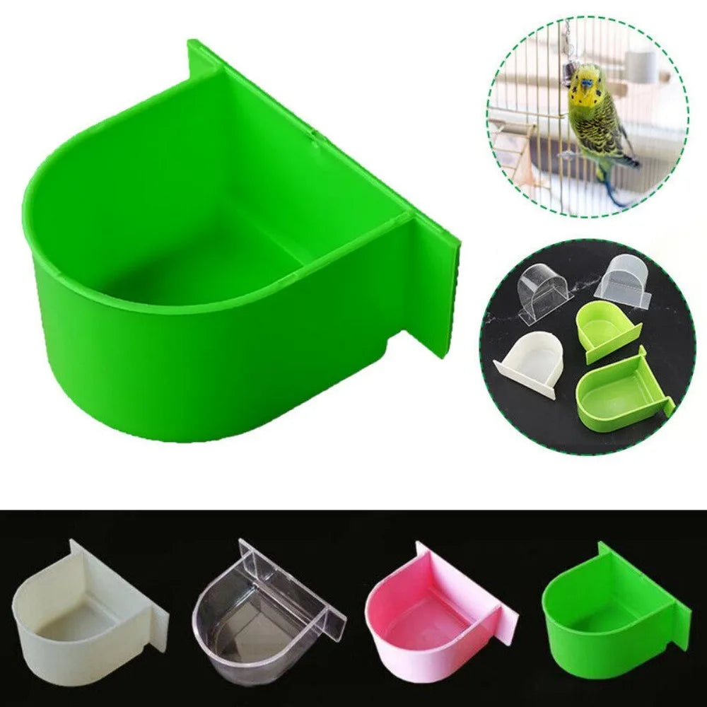 Bird Cage Feeding Bowl, Half-Round Food & Water Trough for Parrots and Small Birds