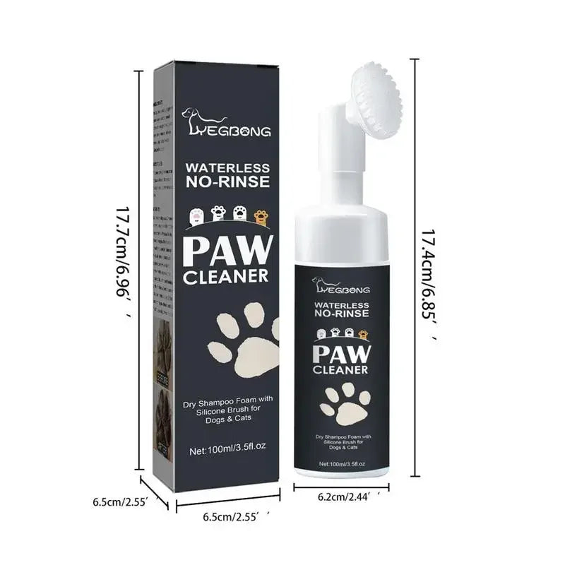 Pet Paw Cleaner Foam – Waterless Dog & Cat Paw Shampoo with Brush