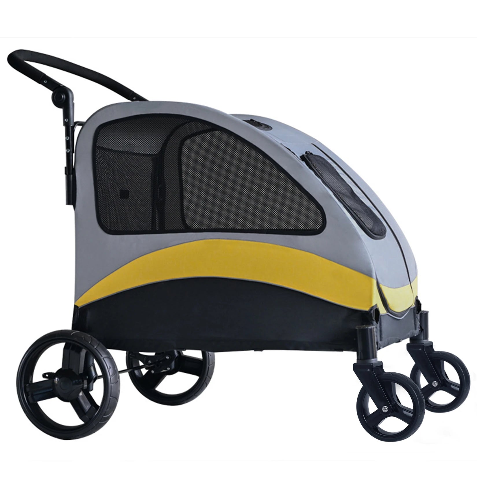 Portable 4-Wheel Dog Stroller for Large Dogs, Foldable Pet Travel Carrier for Cats & Outdoor Use