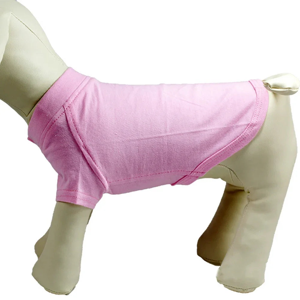 Solid Color Summer Dog T-Shirt Vest, Breathable Cotton for Dachshunds