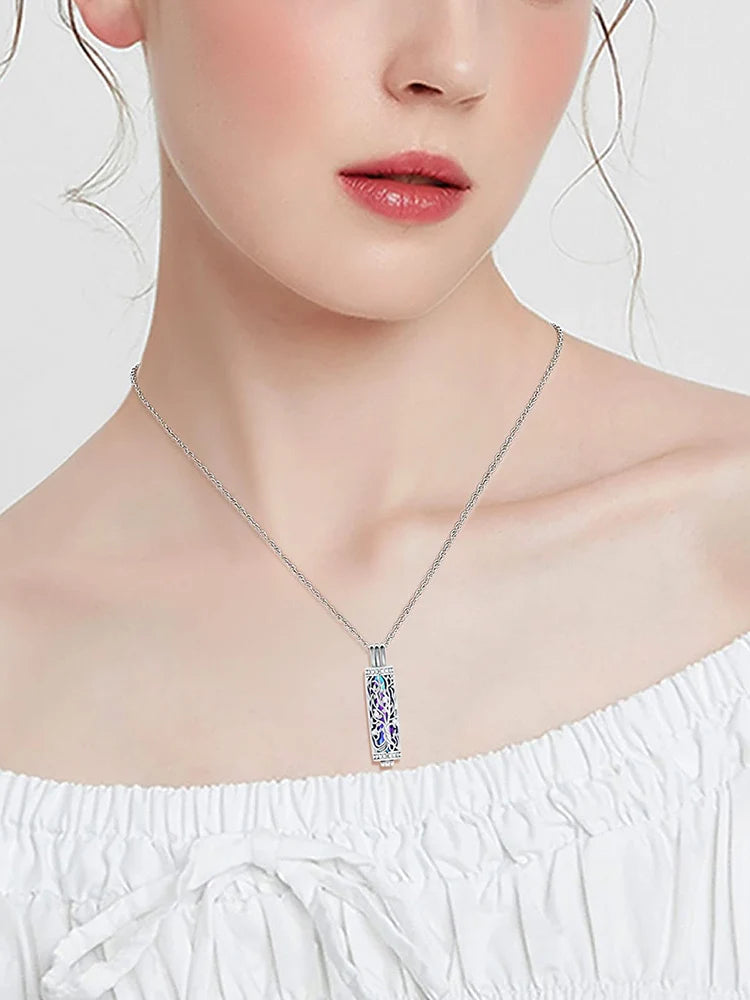 Tree of Life Cylinder Urn Necklace – Memorial Ashes Keepsake Jewelry
