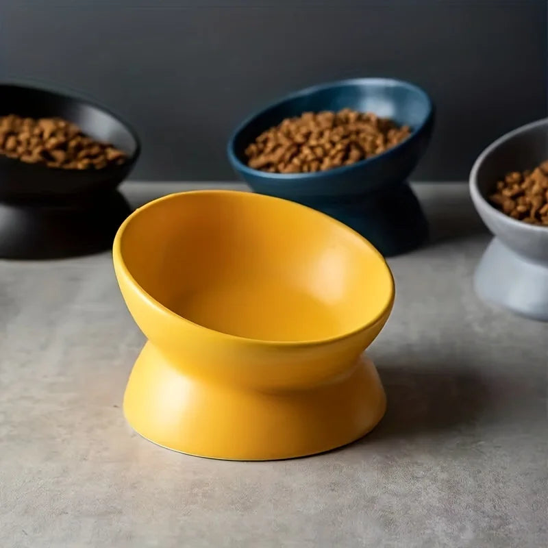 Ceramic Raised Cat Bowl Set — Elevated Stress-Free Feeding Tray for Cats & Small Dogs