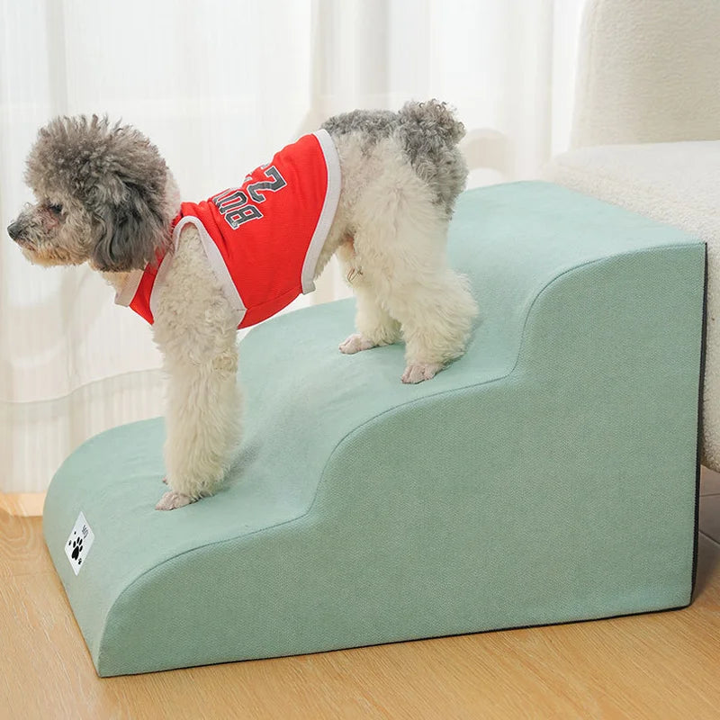 2/3 Step Memory Foam Pet Stairs with Washable Cover & Non-Slip Base