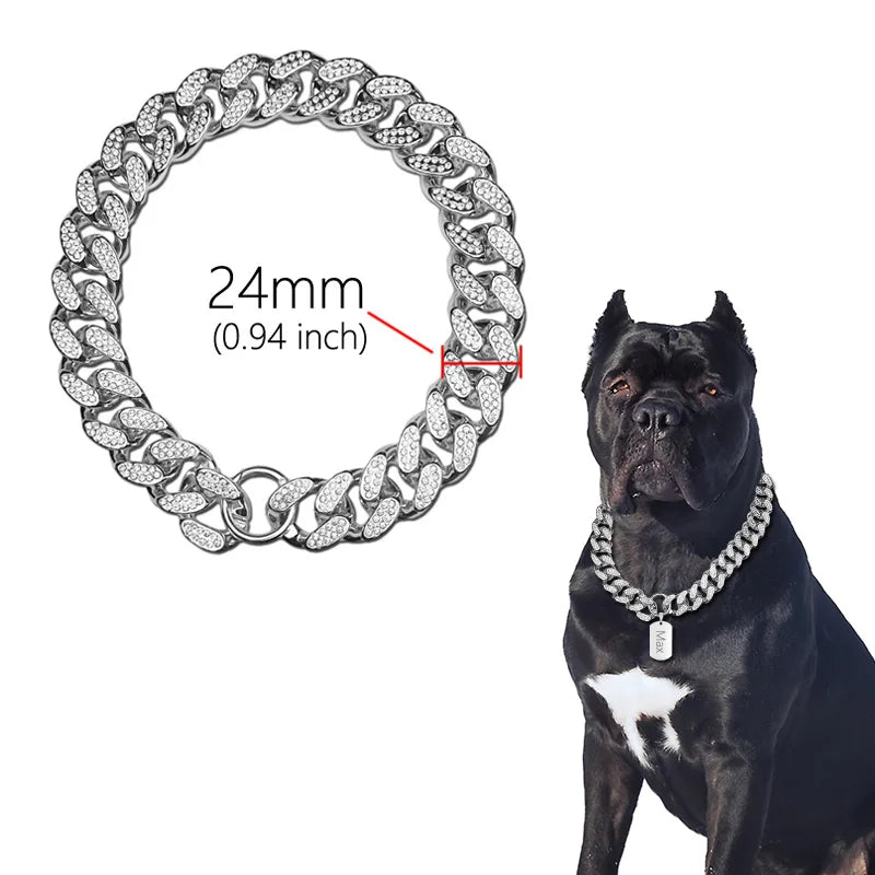 Diamond Inlay Dog Collar Chain –  Small, Medium & Large Dogs and Cats