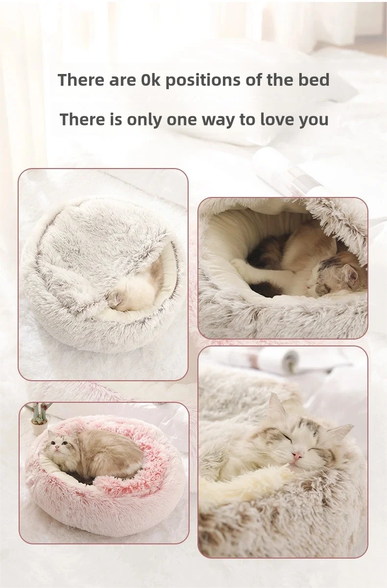 Soft Plush Semi-Enclosed Pet Bed