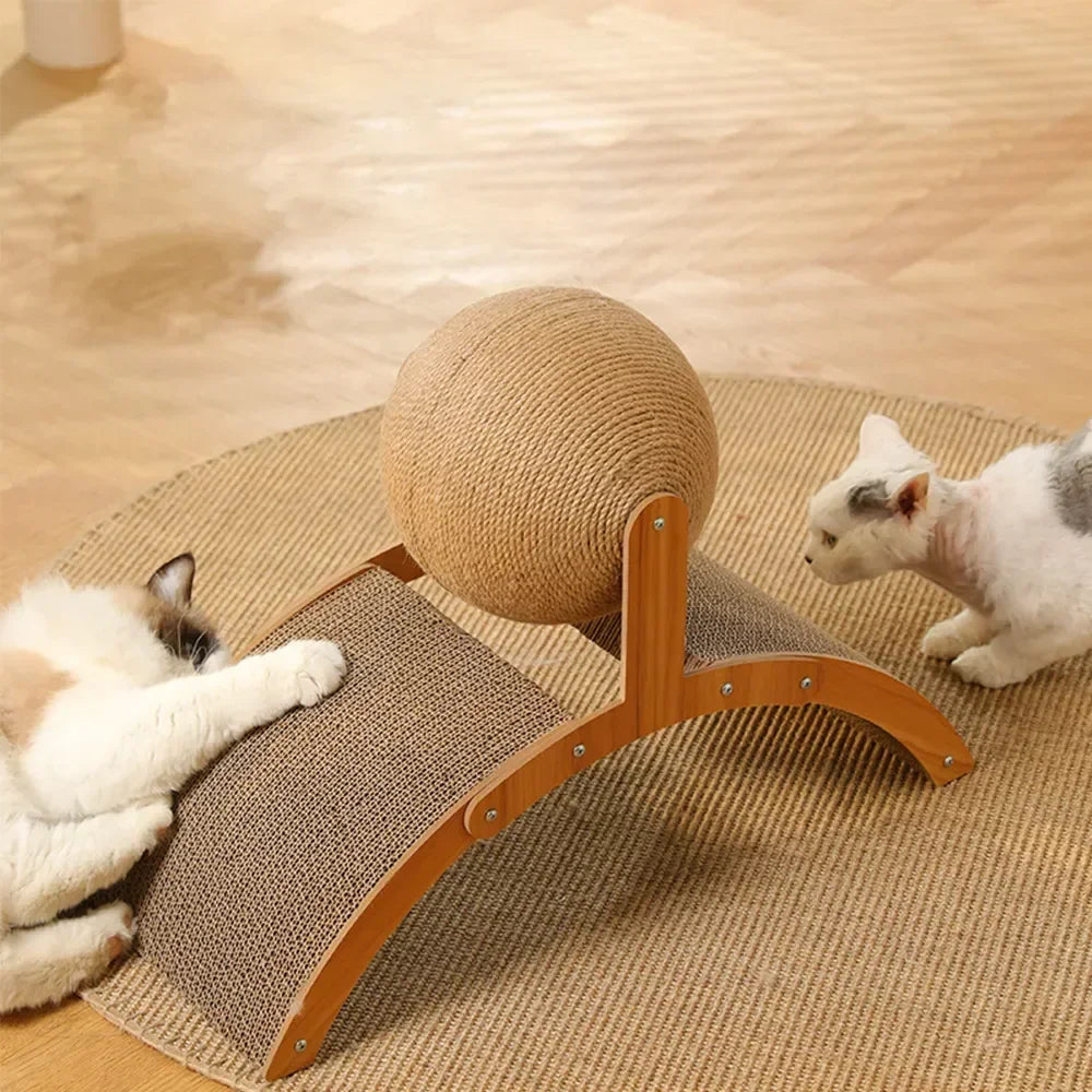 Wooden Cat Scratcher with Sisal Ball & Board