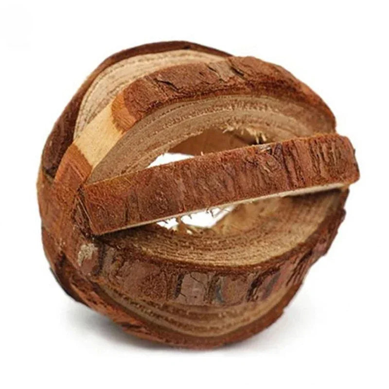 Natural Wooden Rabbit Roller & Chew Toys for Small Pets