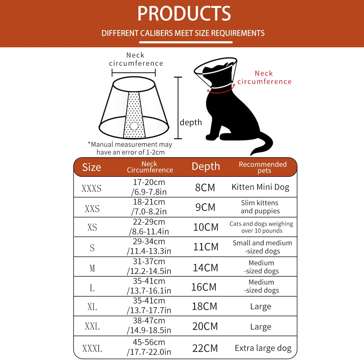 1pc Pet Elizabethan Collar — Protective, Anti-Lick, Post-Surgery Dog Cone