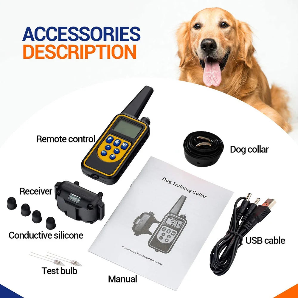 Anti-Bark Dog Training Collar — Rechargeable Shock, Vibration & Clicker Set