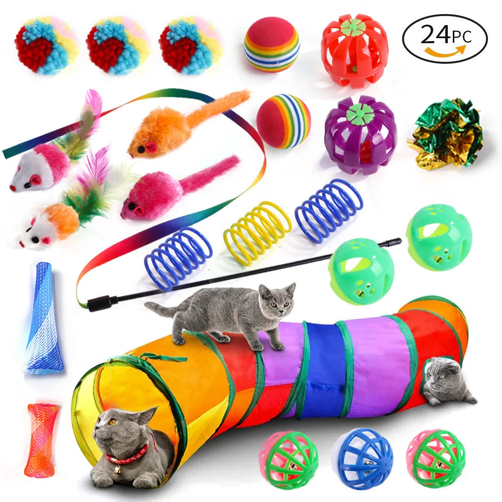 Cat Toy Variety Set with Teaser Sticks, Mice & Balls