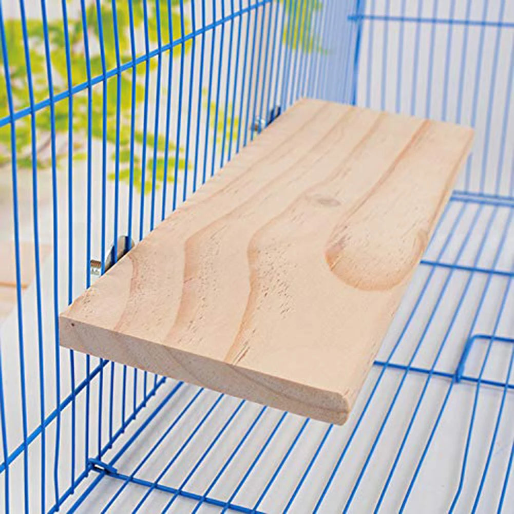 Wooden Jumping Platform & Perch Toy — Cage Accessory for Birds, Hamsters & Gerbils