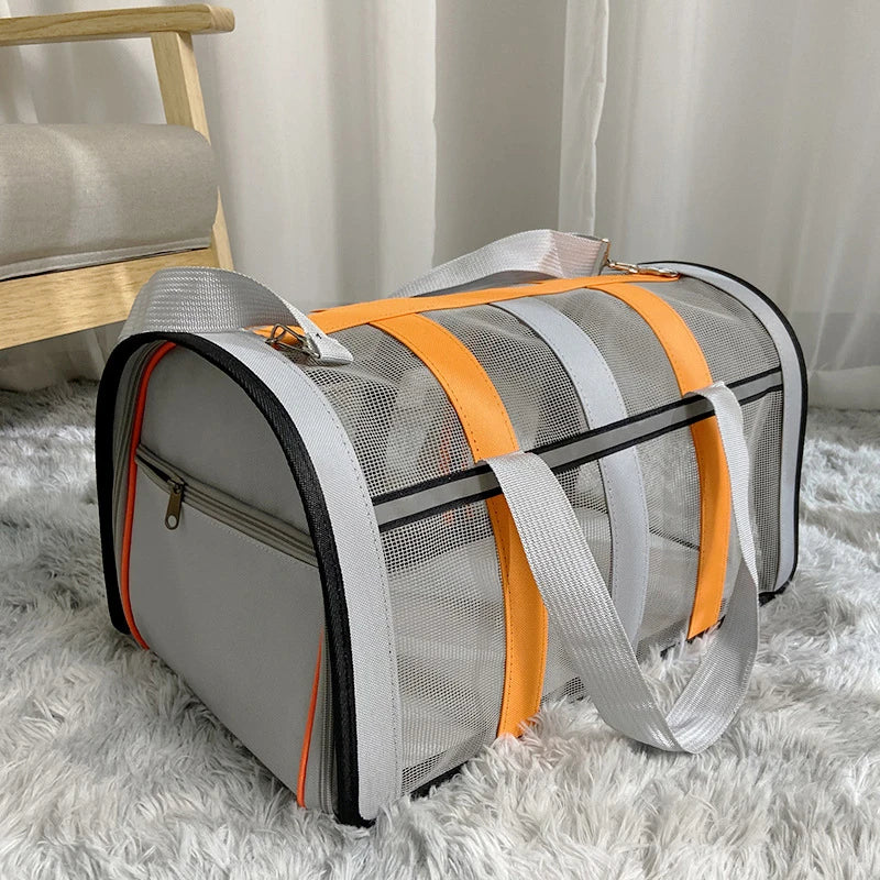Foldable Portable Pet Carrying Handbag, Mesh Travel Cage for Small & Medium Dogs and Cats