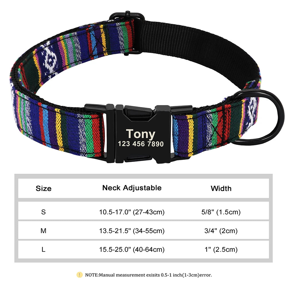 Personalized Nylon Dog Collar with Free Engraved ID Tag