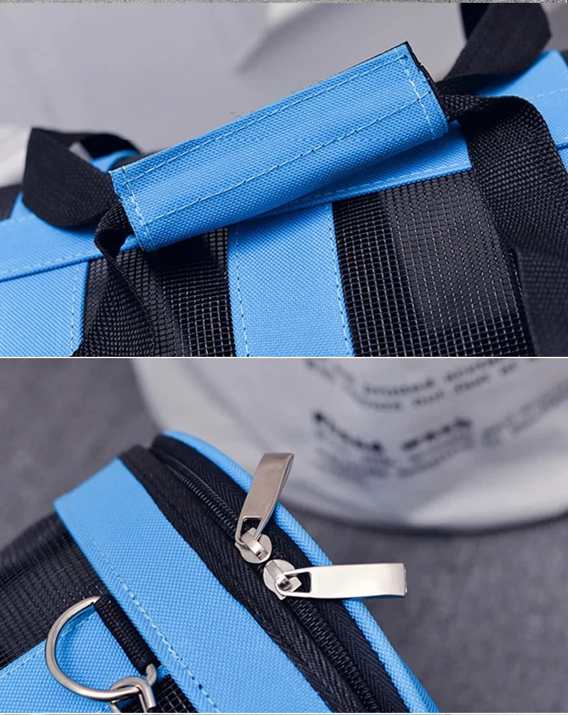 Foldable Portable Pet Carrying Handbag, Mesh Travel Cage for Small & Medium Dogs and Cats