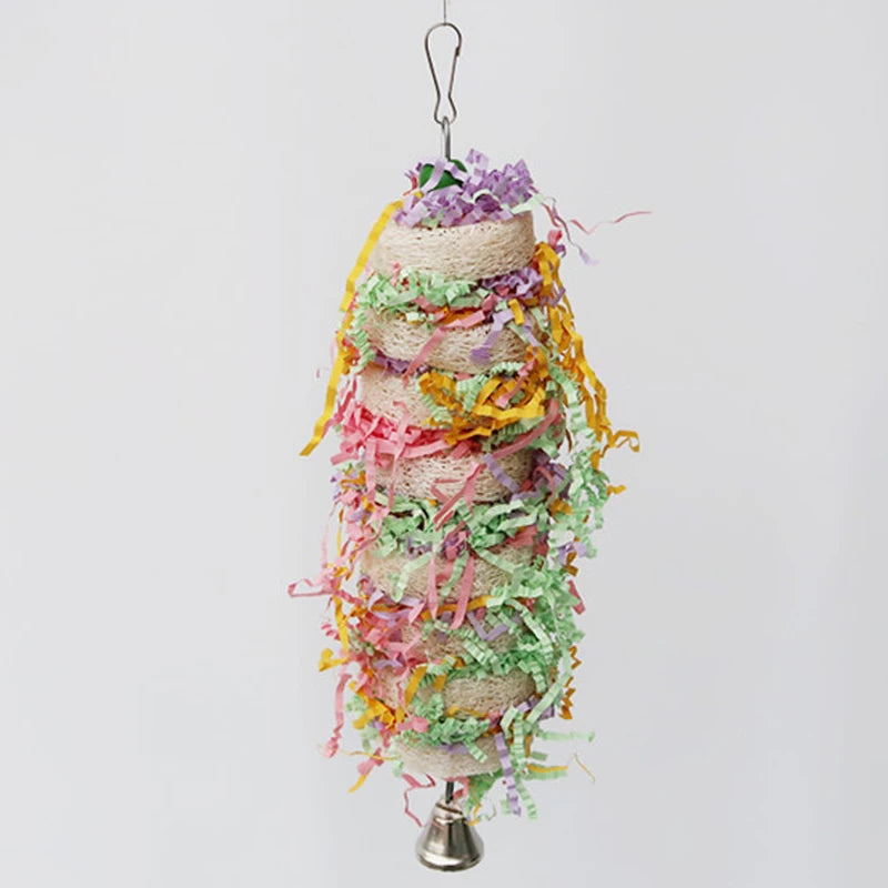 Parrot Cage Loofah Swing with Bell for Cockatiels & Parakeets