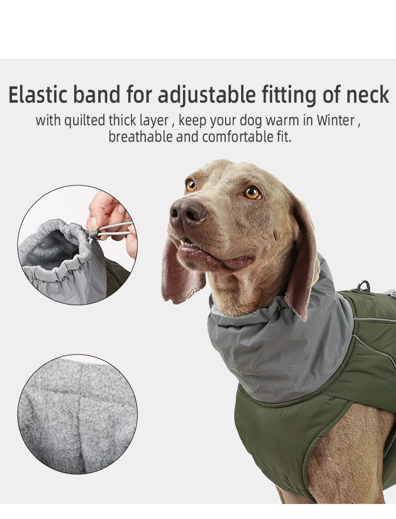 Luxury Winter Dog Jacket, Waterproof Padded Warm Coat with Reflective Safety