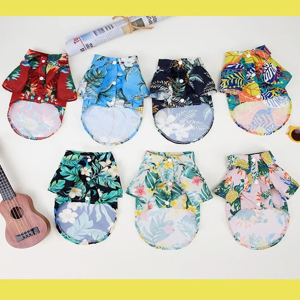 Hawaiian Style Summer T-Shirt for Medium & Large Dogs, XL–5XL Printed Pet Shirt